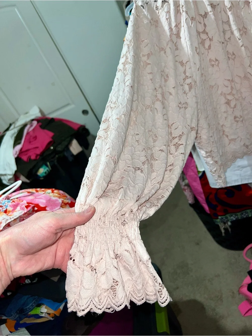 Free People Olivia Balloon Sleeve Lace Blouse